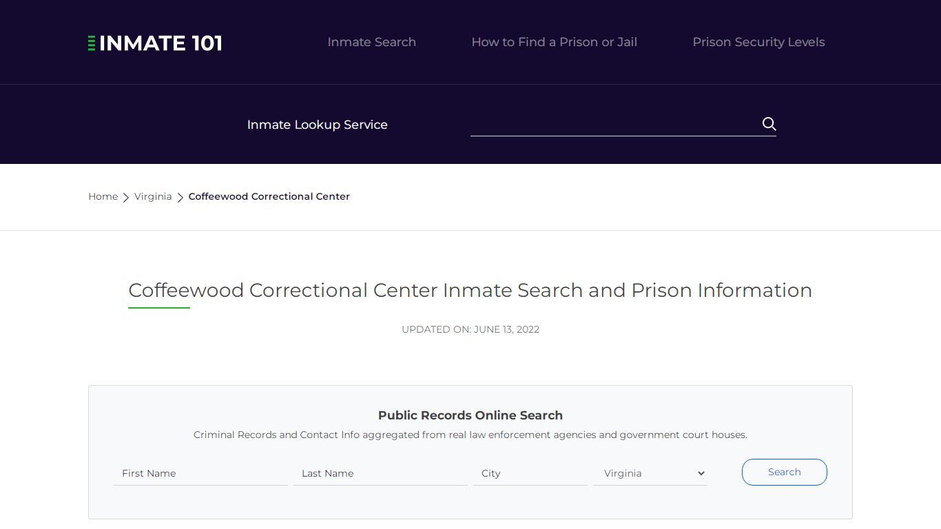 Coffeewood Correctional Center Inmate Search, Visitation ...